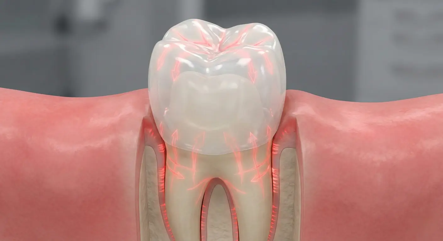 Zirconia crown protecting a molar tooth from bruxism and teeth grinding