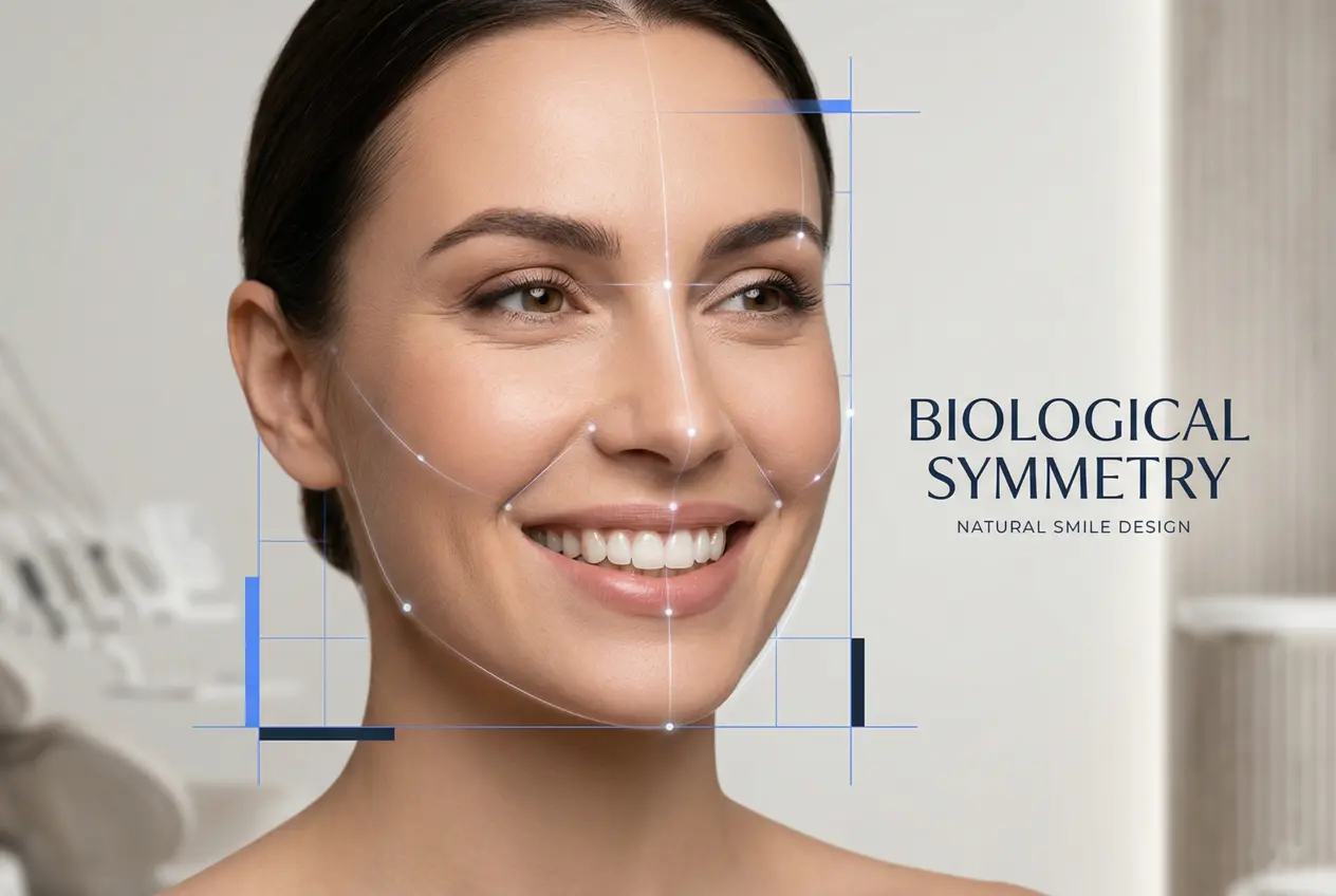Biological symmetry in cosmetic dentistry showing natural smile design and realistic translucency