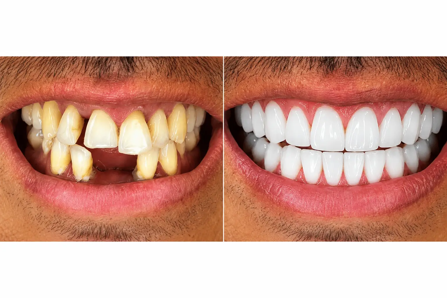 Failing dental implant revision before and after in Turkey with full-mouth smile restoration and fixed implant teeth by IST Smile Experts Istanbul